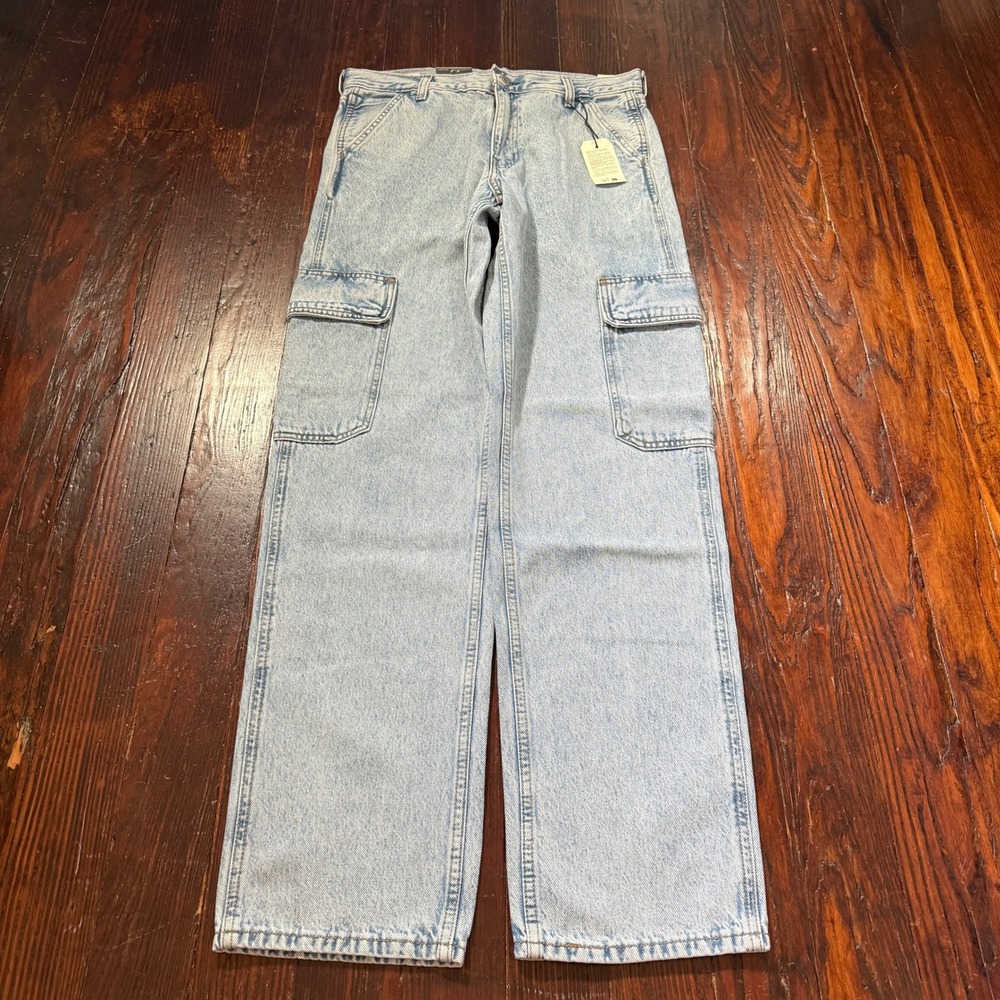 Levis Premium 568 Loose Straight Cargo Jeans Mens 30x34 Blue Utility NWT